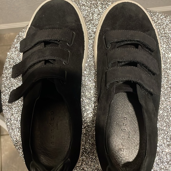 Sandro Anita black suede platform sneakers. Velcro three strap closure. Size 37. - Picture 11 of 12